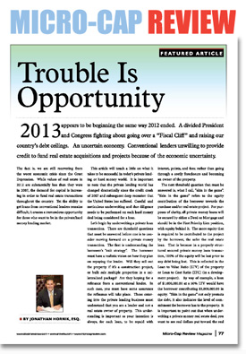 Micro Cap Review, "Trouble Is Micro Cap Review, "Trouble Is Opportunity" by Jon Hornik
